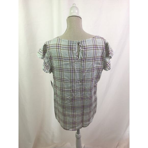 A.n.a Ruffle short sleeve tee plaid XL - Picture 6 of 12
